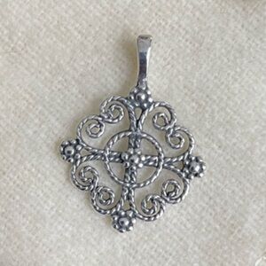 Retired James Avery Twisted Wire Lacy Cross Pendant in Sterling Silver